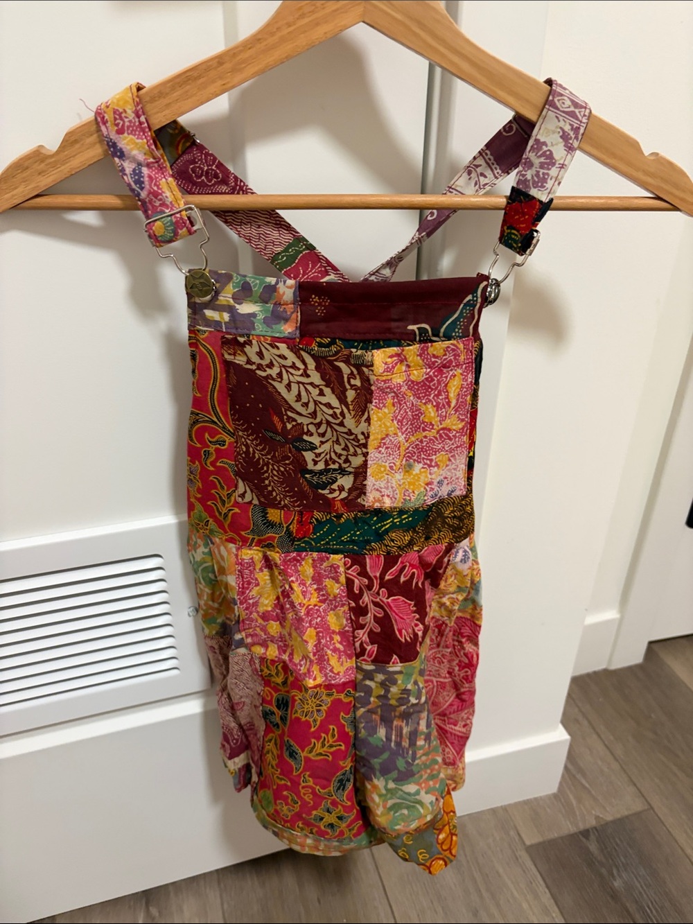 Colorful Patchwork Floral Overalls Dress